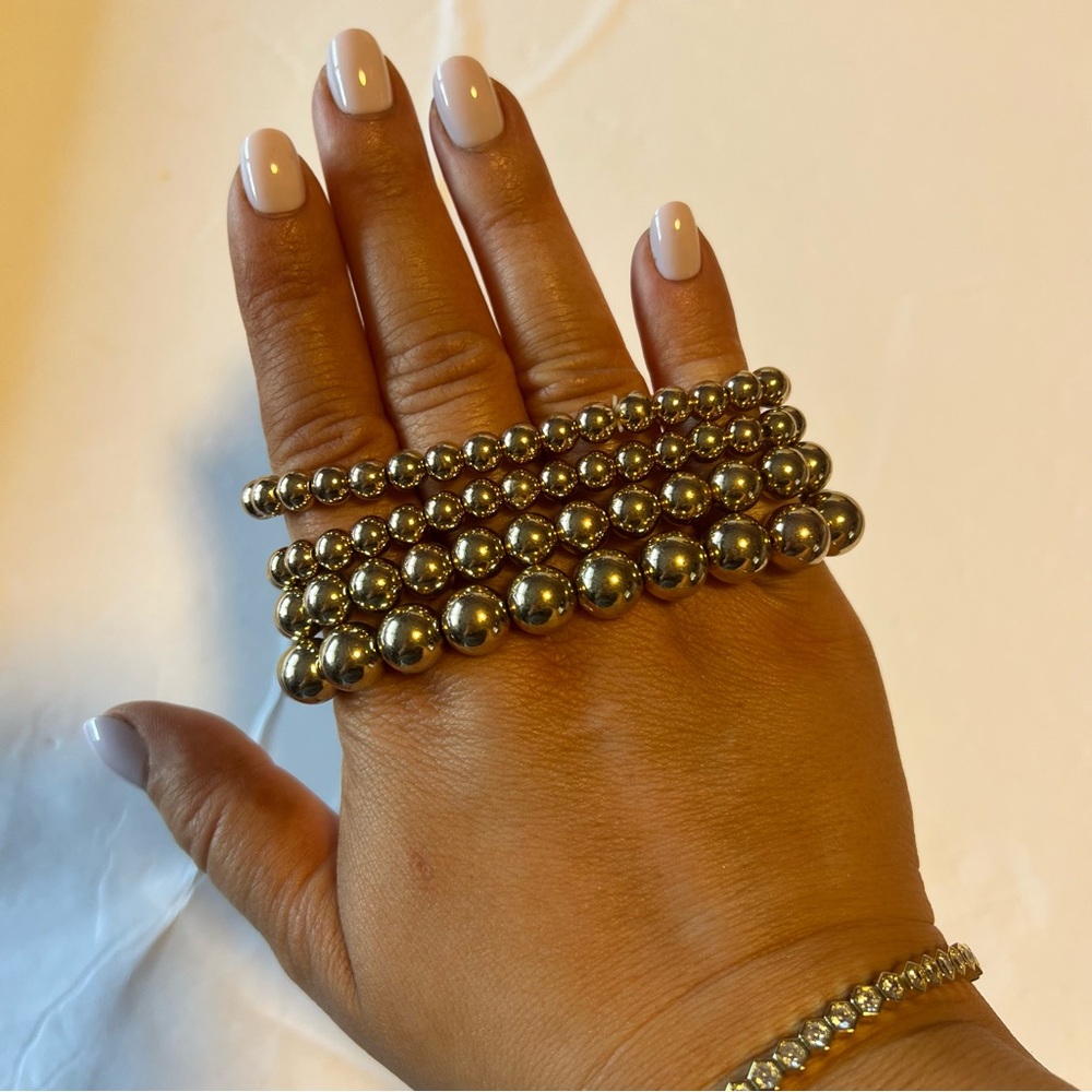 Gold Beaded Stretchy Bracelets